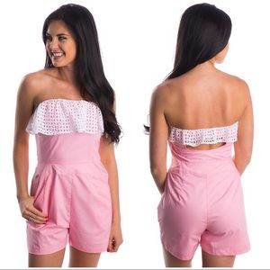 New Lauren James Coral Romper Lace Strapless